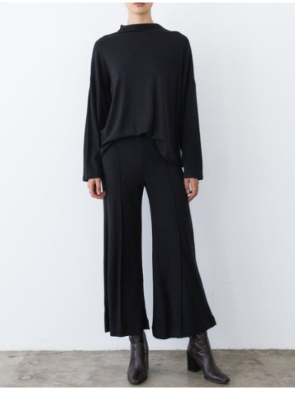 Ripley Rader Black Sweater Knit Cropped Wide Leg Pants Sz 2 (S)
